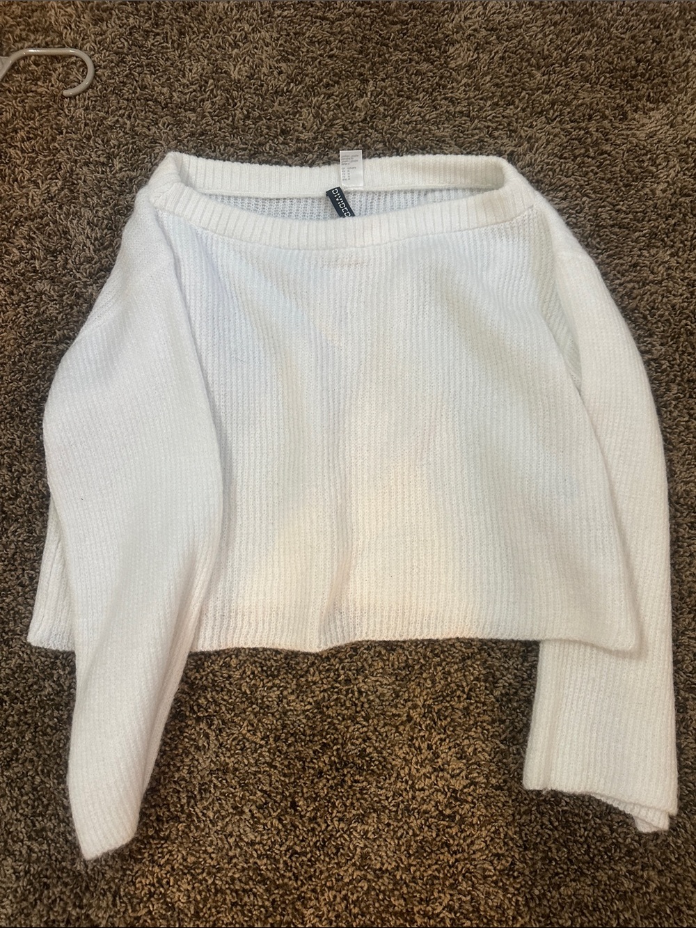 Divided White Off-Shoulder Knit Sweater